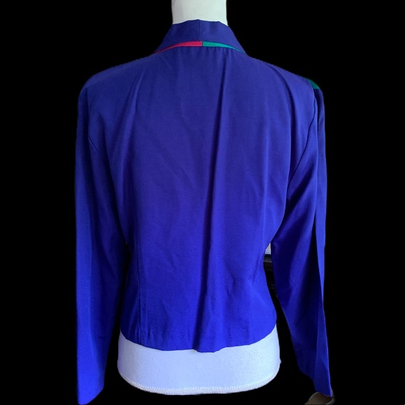 Vtg 80’s City Girl Blue Rainbow Cropped Blazer 6 - Picture 4 of 14